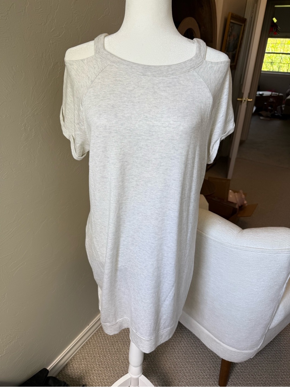 Athleta Cold Shoulder Sweatshirt Dress Gray Modal Medium